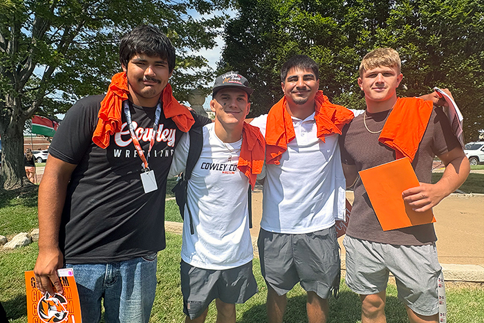 cowley college wrestlers at fall orientation day