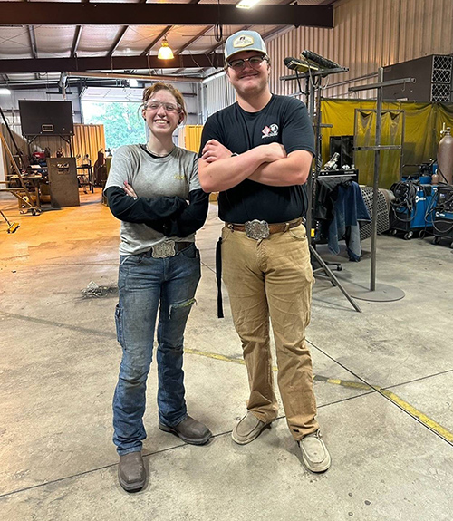 dakota with welding instructor colby endres