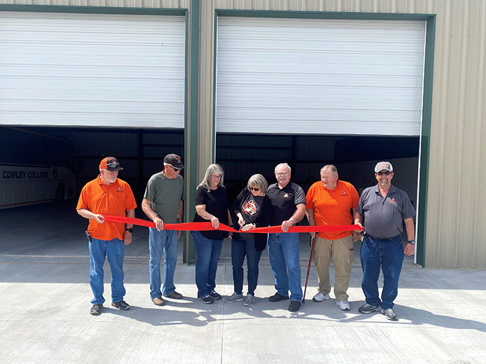 ribbon-cutting for the new bus barn