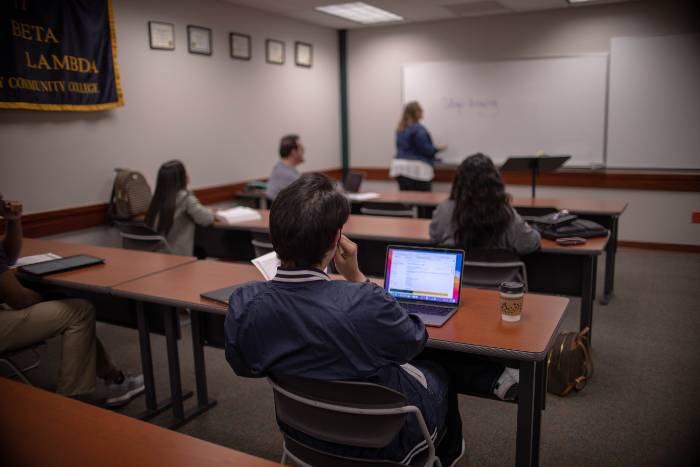 Business students in a classroom